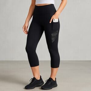 Zyia Active 3/4 Leggings Women’s 8-10 Black Camo Mesh Side Pocket Athletic